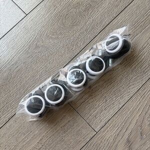 Set Of 5 Caster Wheel Set Black White Rim Swivel Rubber Modern Minimalist